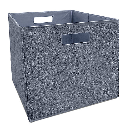 Alternate image 1 for Squared Away™  13-Inch Collapsible Storage Bin in Blue Boucle