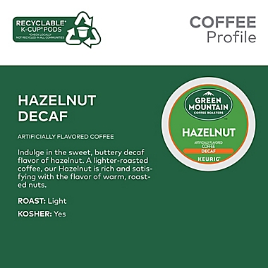 Green Mountain Coffee&reg; Hazelnut Decaf Coffee Keurig&reg; K-Cup&reg; Pods 24-Count. View a larger version of this product image.