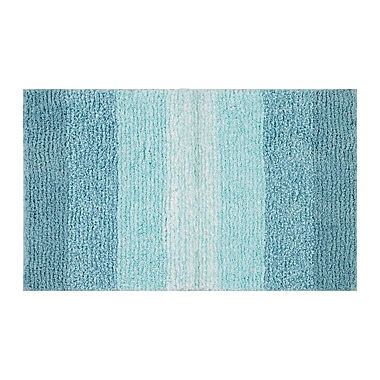 Fashion Ombre Stripe 20&quot; x 33&quot; Bath Rug in Aqua. View a larger version of this product image.