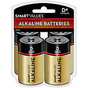 Smart Values&trade; 4-Pack D Alkaline Batteries