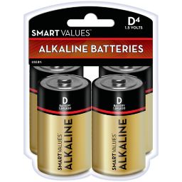 Smart Values™ 4-Pack D Alkaline Batteries