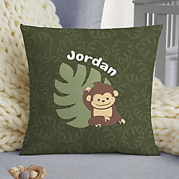 Jolly Jungle Monkey Personalized 14" Baby Velvet Throw Pillow