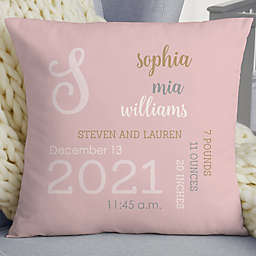 Modern All About Baby Girl Personalized 18" Baby Throw Pillow