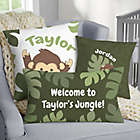 Alternate image 2 for Jolly Jungle Monkey Personalized Lumbar Baby Velvet Throw Pillow