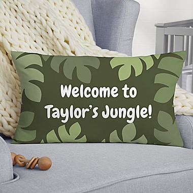 Jolly Jungle Monkey Personalized Lumbar Baby Velvet Throw Pillow. View a larger version of this product image.