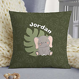 Jolly Jungle Elephant Personalized 14" Baby Throw Pillow