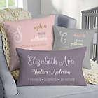 Alternate image 1 for Modern All About Baby Girl Personalized Lumbar Baby Velvet Throw Pillow