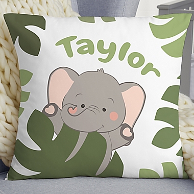Jolly Jungle Elephant Personalized 18&quot; Baby Velvet Throw Pillow. View a larger version of this product image.