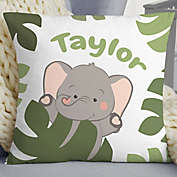 Jolly Jungle Elephant Personalized 18&quot; Baby Velvet Throw Pillow