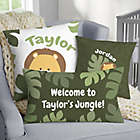 Alternate image 1 for Jolly Jungle Lion Personalized 18&quot; Baby Velvet Throw Pillow