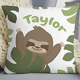 Jolly Jungle Sloth Personalized Baby Throw Pillow