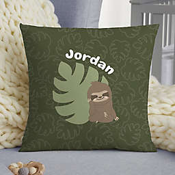 Jolly Jungle Sloth Personalized 14" Baby Velvet Throw Pillow