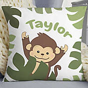 Jolly Jungle Monkey Personalized 18&quot; Baby Throw Pillow