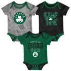 Alternate image 0 for NBA Size 24M 3-Piece Boston Celtics Game Time Short Sleeve Bodysuit Set