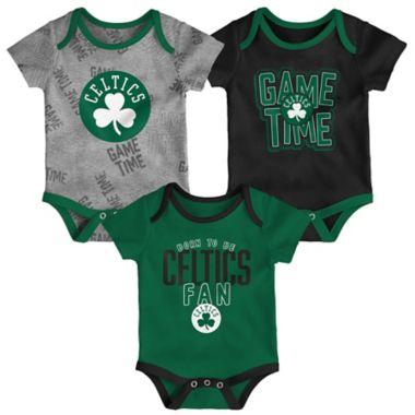 NBA Size 24M 3-Piece Boston Celtics Game Time Short Sleeve Bodysuit Set. View a larger version of this product image.