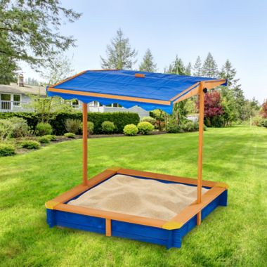 Teamson Kids Outdoor Summer Sand Box in Blue. View a larger version of this product image.
