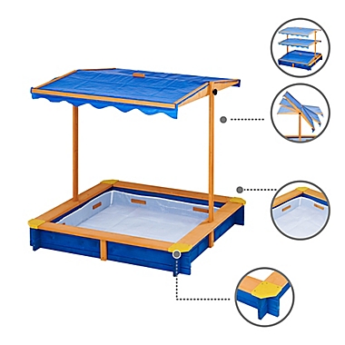 Teamson Kids Outdoor Summer Sand Box in Blue. View a larger version of this product image.