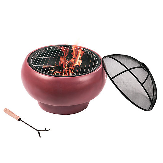 Alternate image 1 for Teamson Home Outdoor 20-Inch Maroon Wood Burning Fire Pit