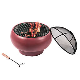 Teamson Home Outdoor 20-Inch Maroon Wood Burning Fire Pit