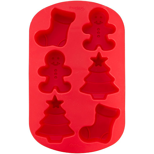 Alternate image 1 for Wilton® 6-Cavity Christmas Silicone Treat Mold in Red