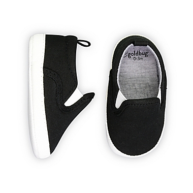 goldbug&trade; Size 0-3M Canvas Slip On Sneaker in Black. View a larger version of this product image.
