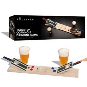 Polished Wooden Cornhole with Beer Glasses Tabletop Drinking Game
