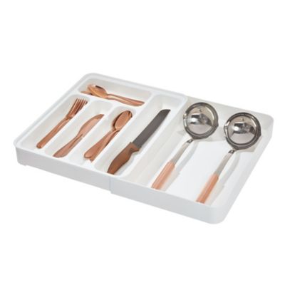Squared Away&trade; Expandable Recycled Plastic Flatware Organizer  in Bright White