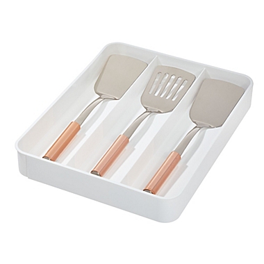 Squared Away&trade; Expandable Recycled Plastic Utensil Tray in Bright White. View a larger version of this product image.