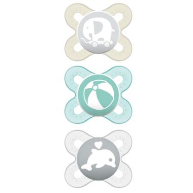 MAM Start Newborn 3-Pack Pacifiers in Grey/Tan. View a larger version of this product image.
