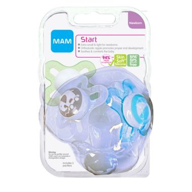 MAM Start Newborn 3-Pack Pacifiers in Grey/Tan. View a larger version of this product image.