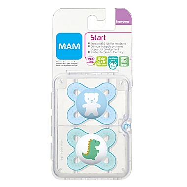 MAM Start Newborn to 2M Pacifier in Blue/Green (2-Pack). View a larger version of this product image.