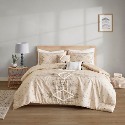 Intelligent Design Tate Printed 5-Piece Full/Queen Comforter Set With Chenille Trim in Natural