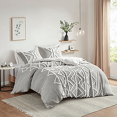 INK+IVY Hayes Chenille Cotton 3-Piece Full/Queen Comforter Set in Grey. View a larger version of this product image.