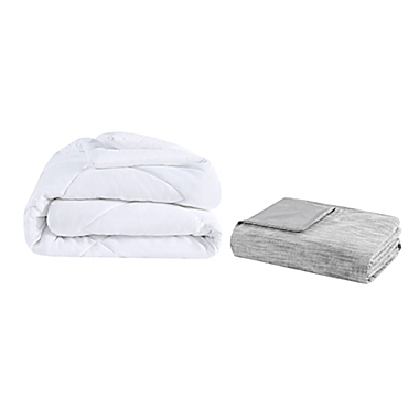 Clean Spaces Dover Organic Cotton Oversized 5-Piece Full/Queen Comforter Cover Set in Grey. View a larger version of this product image.