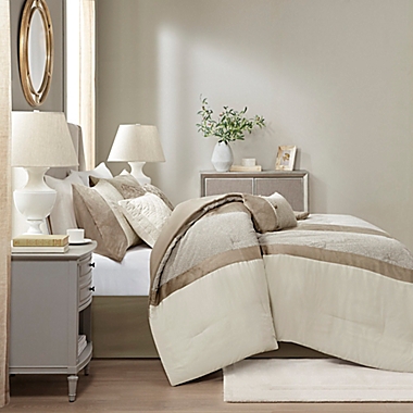 Madison Park Atley 7-Piece Queen Comforter Set in Taupe/Brown. View a larger version of this product image.