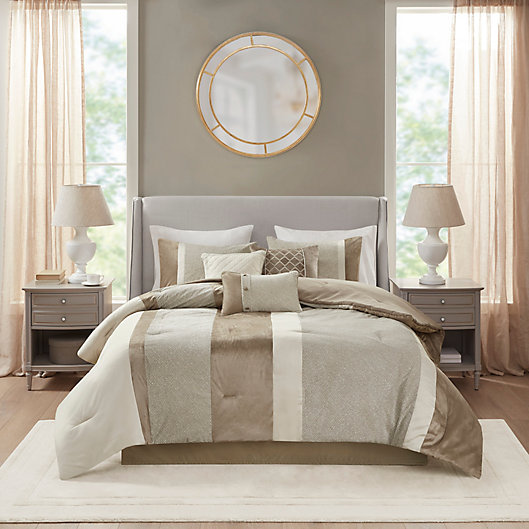 Alternate image 1 for Madison Park Atley 7-Piece King Comforter Set in Taupe/Brown