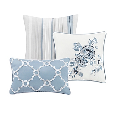 Madison Park&reg; Willa 7-Piece Queen Comforter Set in Blue. View a larger version of this product image.