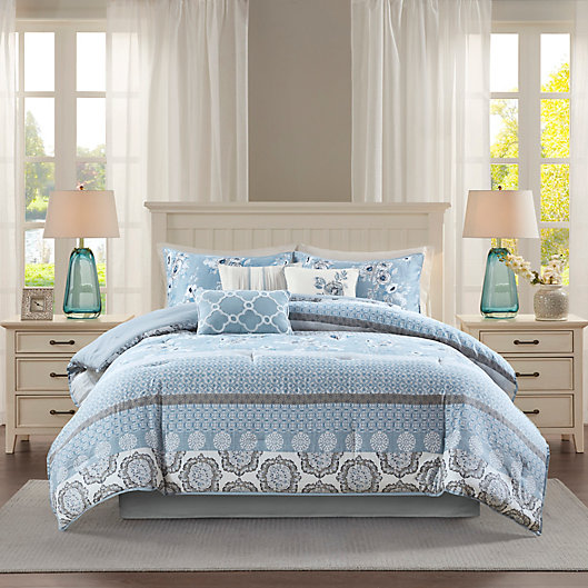 Alternate image 1 for Madison Park® Willa 7-Piece Queen Comforter Set in Blue
