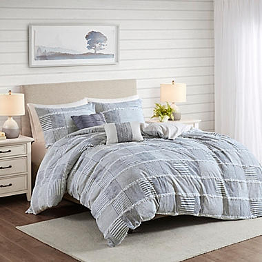Madison Park&reg; Schafer Cotton Clipped 5-Piece King/California King Comforter Set in Blue. View a larger version of this product image.
