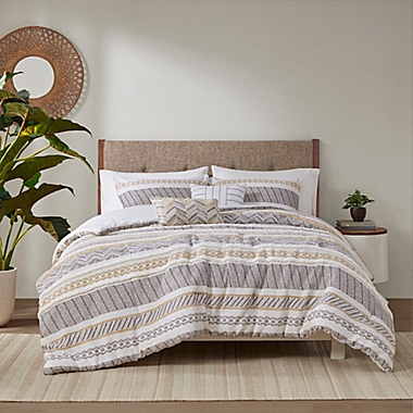 Madison Park&reg; Newton Cotton Printed 5-Piece King/California King Comforter Set in Yellow/Charcoal. View a larger version of this product image.