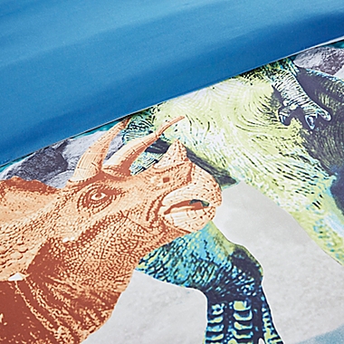 Mi Zone Kids 4-Piece Reversible Tucker Dinosaur Full/Queen Comforter Set in Blue. View a larger version of this product image.