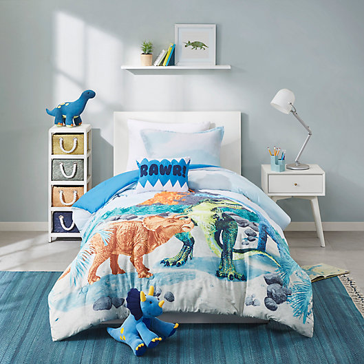 New 4 Piece Dinosaur Twin Size Comforter Set Bed in a Bag Kid's Sheets Boy's Bed 