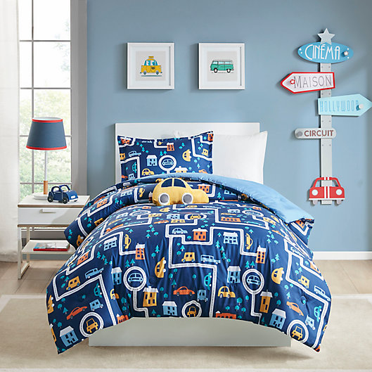 Alternate image 1 for Mi Zone Kids Reversible Brooks City Comforter Set in Navy