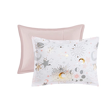 Mi Zone Kids 4-Piece Reversible Celia Printed Full/Queen Comforter Set in Blush/Gold. View a larger version of this product image.