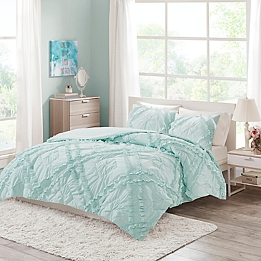 Intelligent Design Kacie Solid 2-Piece Twin/Twin XL Coverlet Set With Tufted Diamond Ruffles in Aqua. View a larger version of this product image.