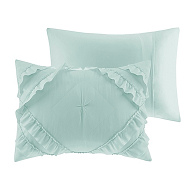Intelligent Design Kacie Solid 3-Piece Full/Queen Coverlet Set With Tufted Diamond Ruffles in Aqua. View a larger version of this product image.