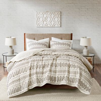 INK+IVY Rhea Cotton 3-Piece King/California King Coverlet Set in Ivory/Charcoal