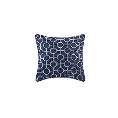 Madison Park Bennett Reversible Jacquard 4-Piece Full/Queen Coverlet Set in Navy. View a larger version of this product image.