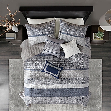 Madison Park Rhapsody Reversible Jacquard 6-Piece King/California King Coverlet Set in Navy. View a larger version of this product image.