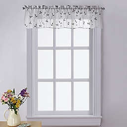 Botanical Embroidery Window Valance in Grey